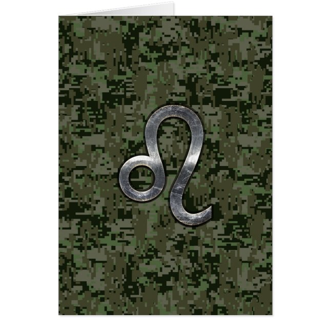 Leo Zodiac Sign on Green Digital Camouflage (Front)