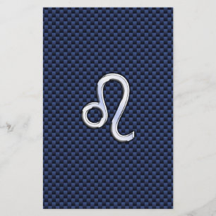 Leo Zodiac Sign on Navy Blue Carbon Fiber Print Flyer