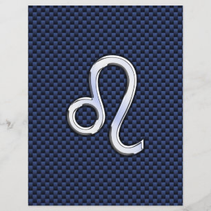 Leo Zodiac Sign on Navy Blue Carbon Fibre Print Flyer