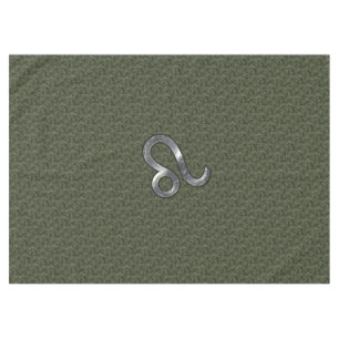 Leo Zodiac Sign on Olive Green Digital Camo Tablecloth