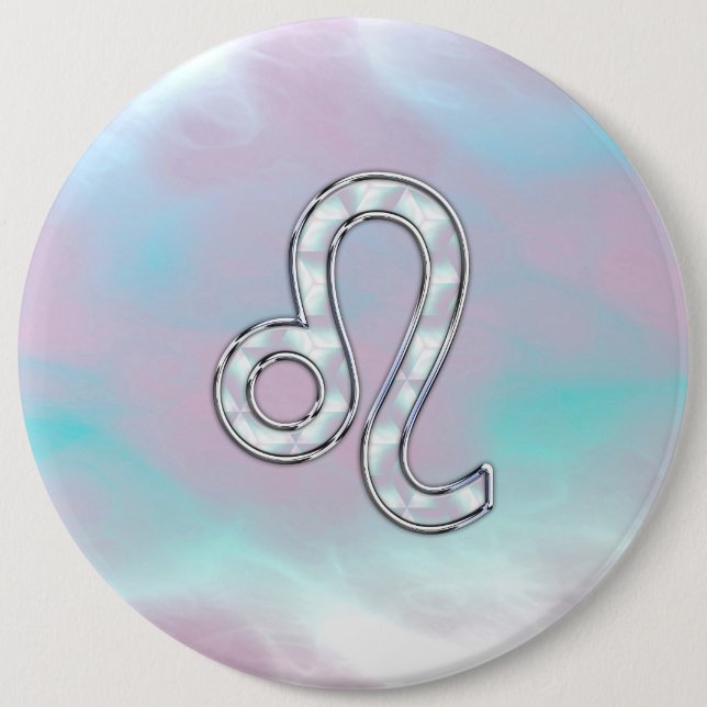 Leo Zodiac Sign on Pastels Nacre Style Print 6 Cm Round Badge (Front)