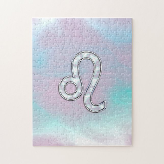 Leo Zodiac Sign on Pastels Nacre Style Print Jigsaw Puzzle (Vertical)