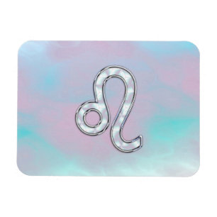 Leo Zodiac Sign on Pastels Nacre Style Print Magnet