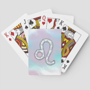 Leo Zodiac Sign on Pastels Nacre Style Print Playing Cards