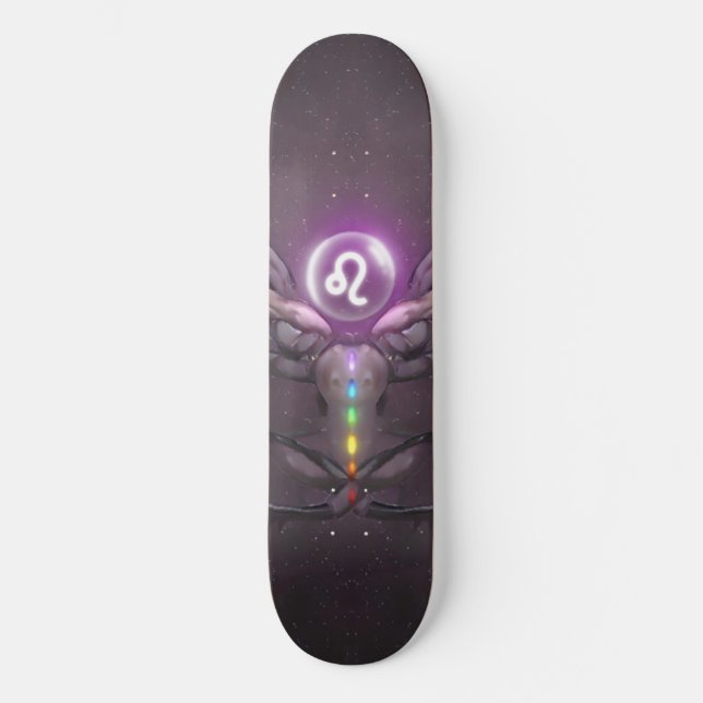 Leo Zodiac Sign Seven Chakras Skateboard Deck  (Front)