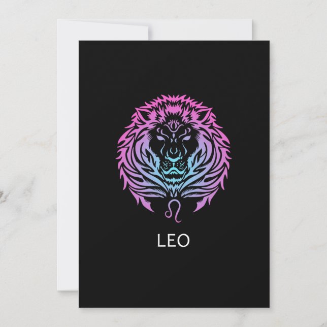 Leo Zodiac Sign The Lion Design Birthday Gift Invitation (Front)