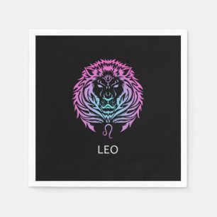 Leo Zodiac Sign The Lion Design Birthday Gift Napkin