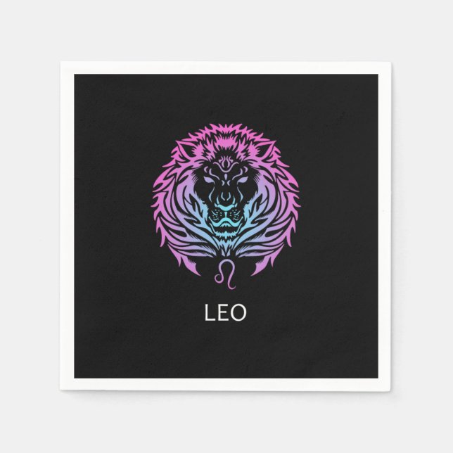Leo Zodiac Sign The Lion Design Birthday Gift Napkin (Front)