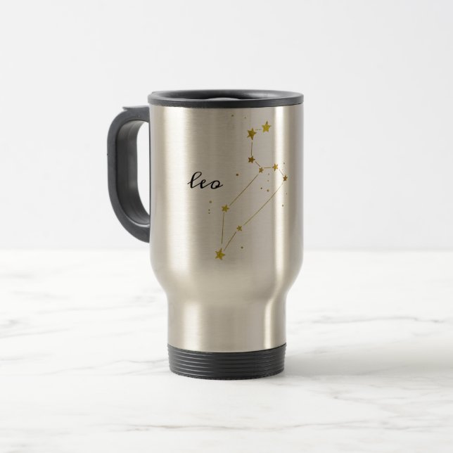 Leo Zodiac Sign Travel Coffee Mug (Front Left)