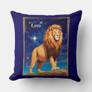 Leo Zodiac Sign Under a Starry Sky Cushion