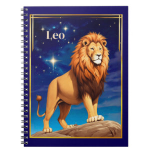 Leo Zodiac Sign Under a Starry Sky Notebook