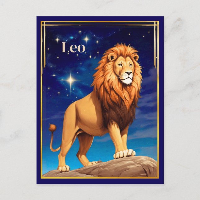 Leo Zodiac Sign Under a Starry Sky Postcard (Front)