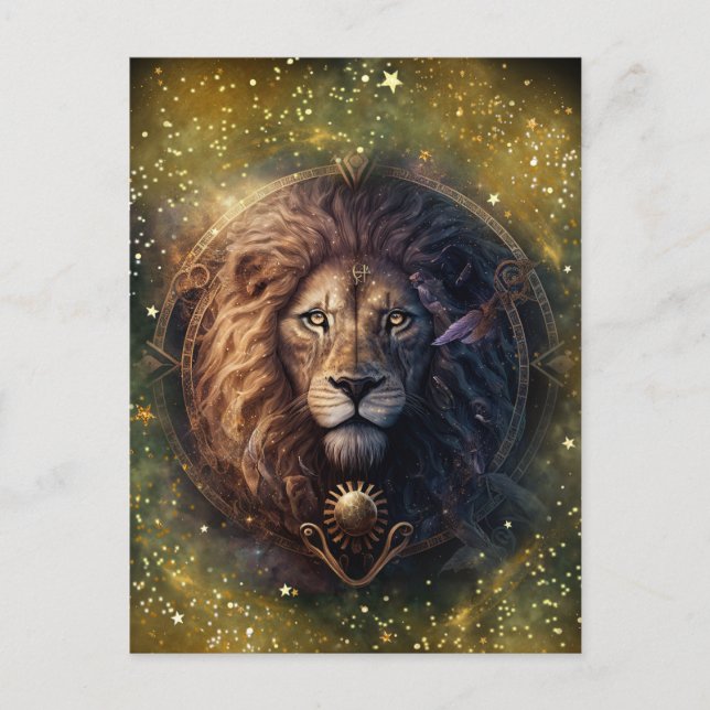 Leo Zodiac Sign Watercolor Design Postcard (Front)