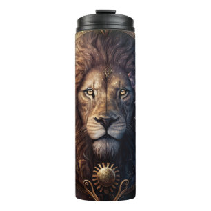 Leo Zodiac Sign Watercolor Design Thermal Tumbler