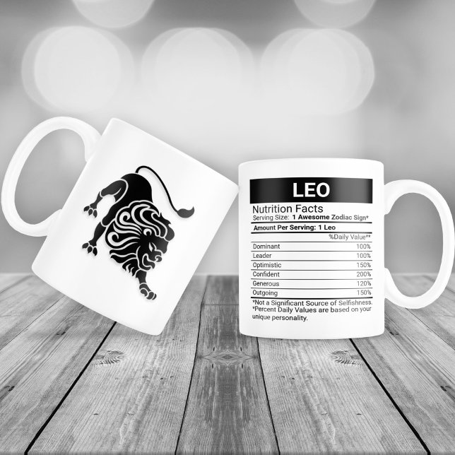 Leo Zodiac Sign with Nutrition Facts, Large Coffee Mug (Creator Uploaded)