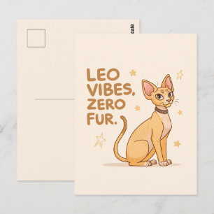 Leo Zodiac Sphynx Cat Cute Illustration Art Postcard