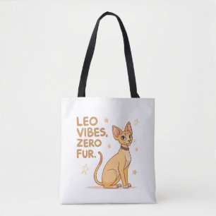 Leo Zodiac Sphynx Cat Cute Illustration Art Tote Bag