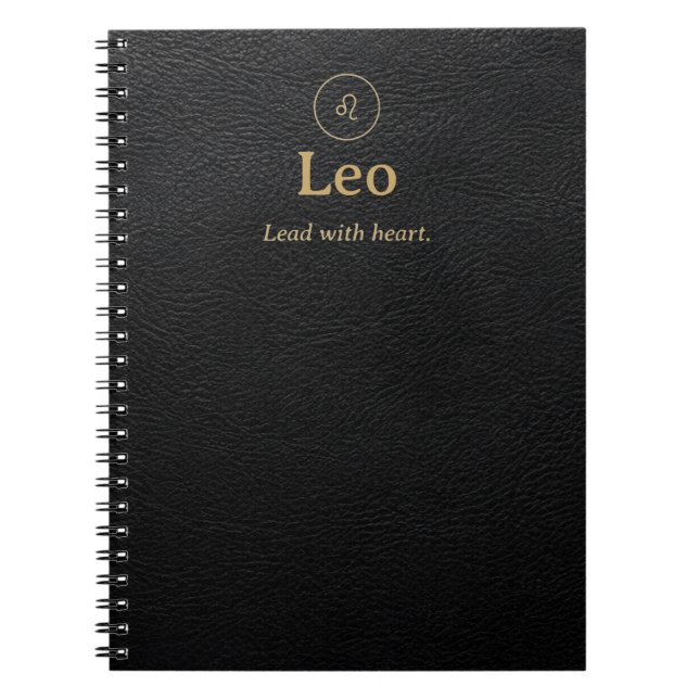 Leo Zodiac Spiral Notebook - Faux Leather Look (Front)