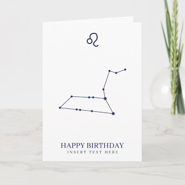 Leo Zodiac Star Sign Custom Birthday Card (Front)