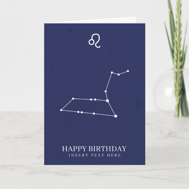 Leo Zodiac Star Sign Custom Birthday Card (Front)