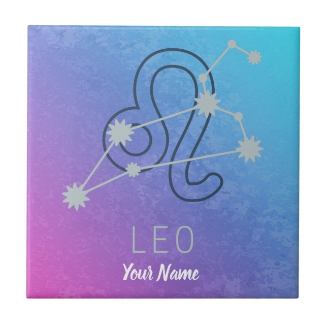 Leo Zodiac Star Sign Horoscope Constellation Ceramic Tile (Front)