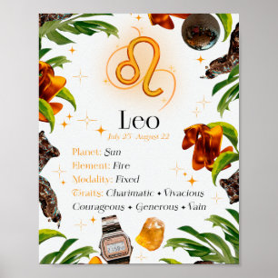 Leo Zodiac Star Sign Y2K White 4:5 Poster