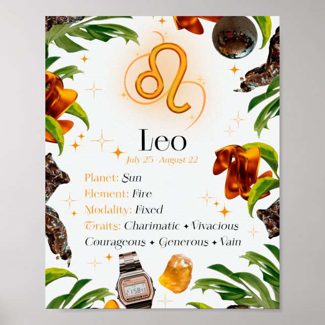 Leo Zodiac Star Sign Y2K White 4:5 Poster (Front)