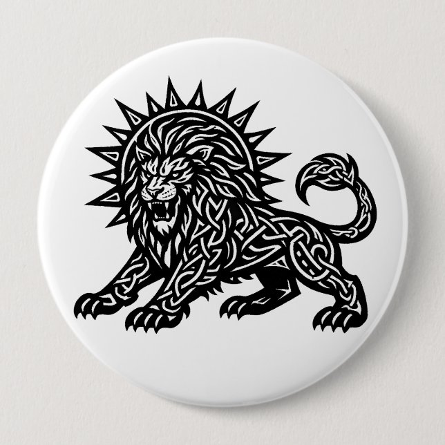 Leo Zodiac Sun‑Mane Lion | BurnsInHell 10 Cm Round Badge (Front)