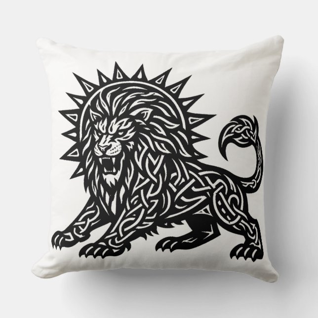 Leo Zodiac Sun‑Mane Lion | BurnsInHell Cushion (Front)
