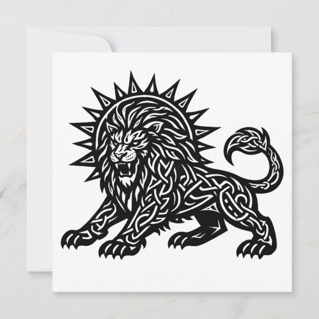 Leo Zodiac Sun‑Mane Lion | BurnsInHell Invitation (Front)
