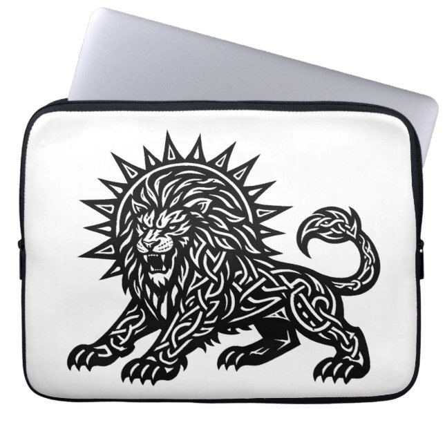 Leo Zodiac Sun‑Mane Lion | BurnsInHell Laptop Sleeve (Front)
