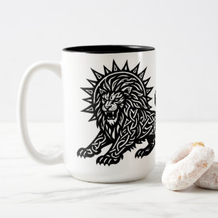 Leo Zodiac Sun‑Mane Lion   BurnsInHell Two-Tone Coffee Mug