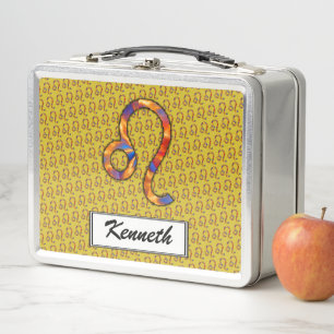 Leo Zodiac Symbol Element by Kenneth Yoncich Metal Lunch Box