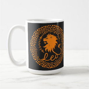 Leo Zodiac Symbol Featuring Bold Golden Lion Head Coffee Mug