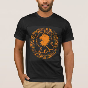 Leo Zodiac Symbol Featuring Bold Golden Lion Head T-Shirt