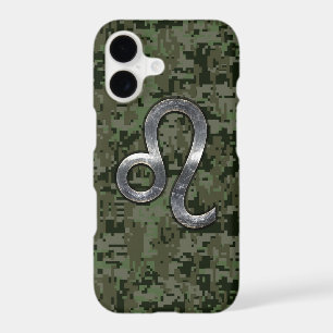 Leo Zodiac Symbol Green Digital Camouflage