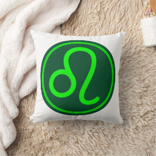 Leo Zodiac Symbol Green Mix Cushion