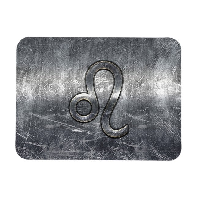 Leo Zodiac Symbol in Grunge Distressed Style Magnet (Horizontal)