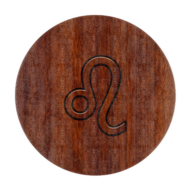 Leo Zodiac Symbol in Mahogany wood style decor Cutting Board (Front)