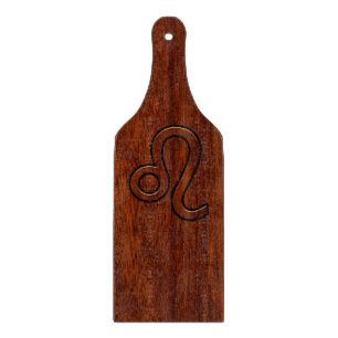 Leo Zodiac Symbol in Mahogany wood style decor Cutting Board