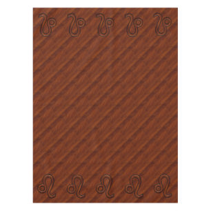 Leo Zodiac Symbol in Rich Mahogany wood style Tablecloth