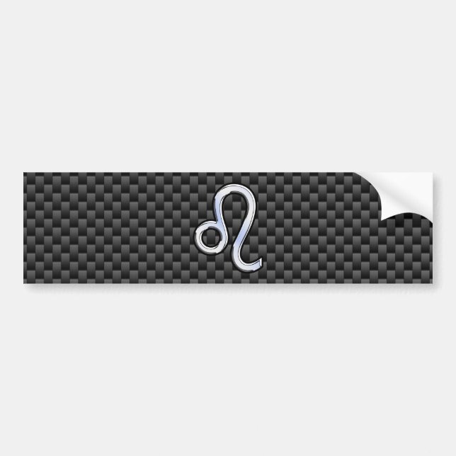 Leo Zodiac Symbol on Carbon Fibre Style Print Bumper Sticker (Front)
