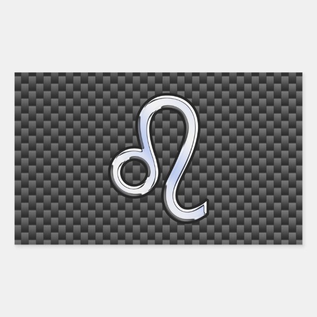 Leo Zodiac Symbol on Charcoal Carbon Fibre Decor Rectangular Sticker (Front)