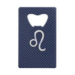 Leo Zodiac Symbol on Navy Blue Carbon Fibre Print