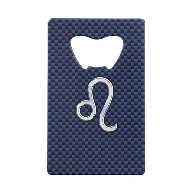 Leo Zodiac Symbol on Navy Blue Carbon Fibre Print (Front)