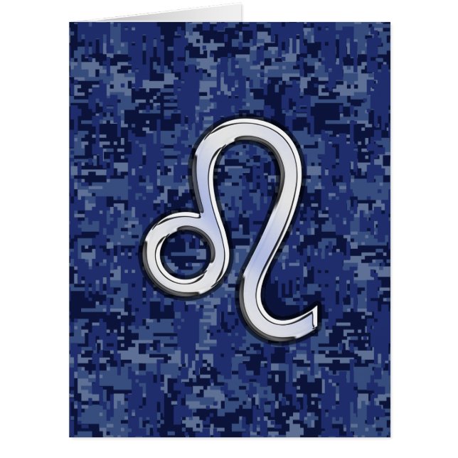 Leo Zodiac Symbol on Navy Blue Digital Camo (Front)