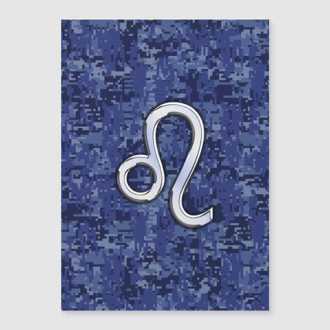 Leo Zodiac Symbol on Navy Blue Digital Camouflage (Front)