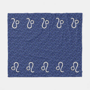 Leo Zodiac Symbol on Navy Blue Digital Camouflage Fleece Blanket