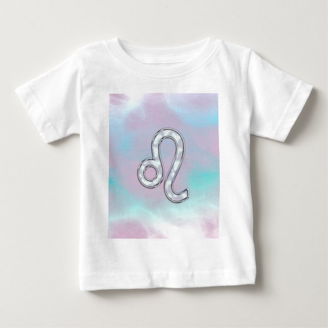 Leo Zodiac Symbol on Pastels Nacre Style Print Baby T-Shirt (Front)