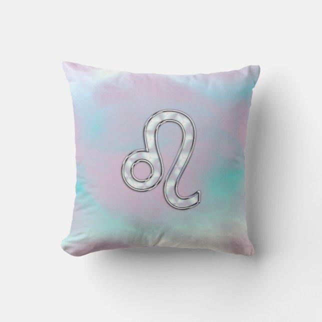 Leo Zodiac Symbol on Pastels Nacre Style Print Cushion (Front)